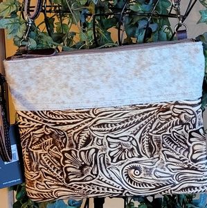 NWT MYRA BAG Masuba Hairon Crossbody w Tooled Leather